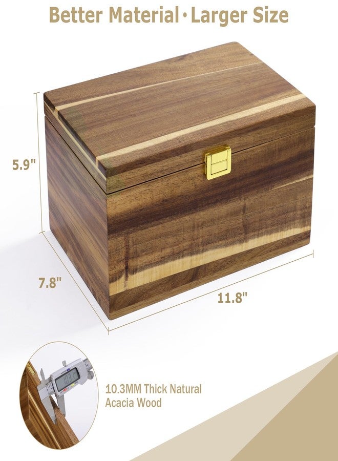 ANMINY Large Wooden Keepsake Memory Box, 10MM Thick Acacia Wood Storage Box with Hinged Lid, Decorative Memory Boxes with Lids for Photo Wedding Graduation Crafts Gift, 11.8" L x 7.9" W x 5.9" H - Image 2